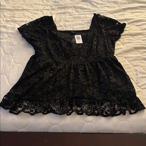 Torrid Black Lace Babydoll Top